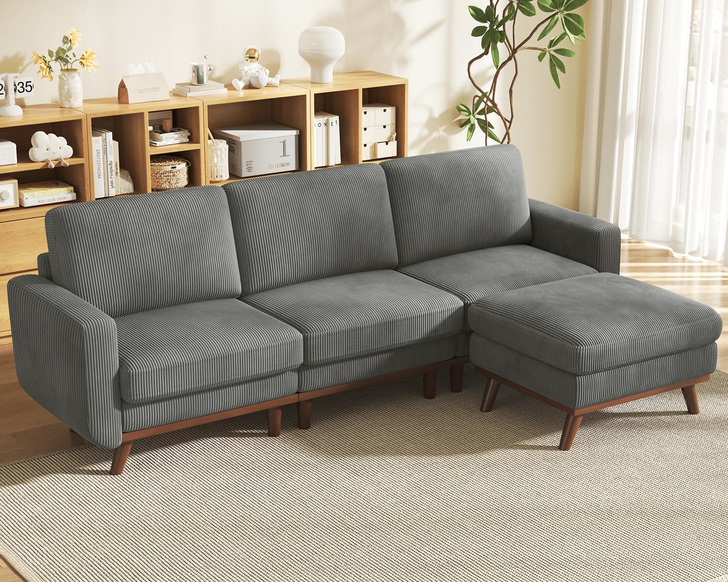 Vesgantti 68" Loveseat Sofa - Green, Comfy Corduroy with Spring Cushion, Solid Wood Frame, Modern Deep Seat, Bedroom & Living Room, Office Couch