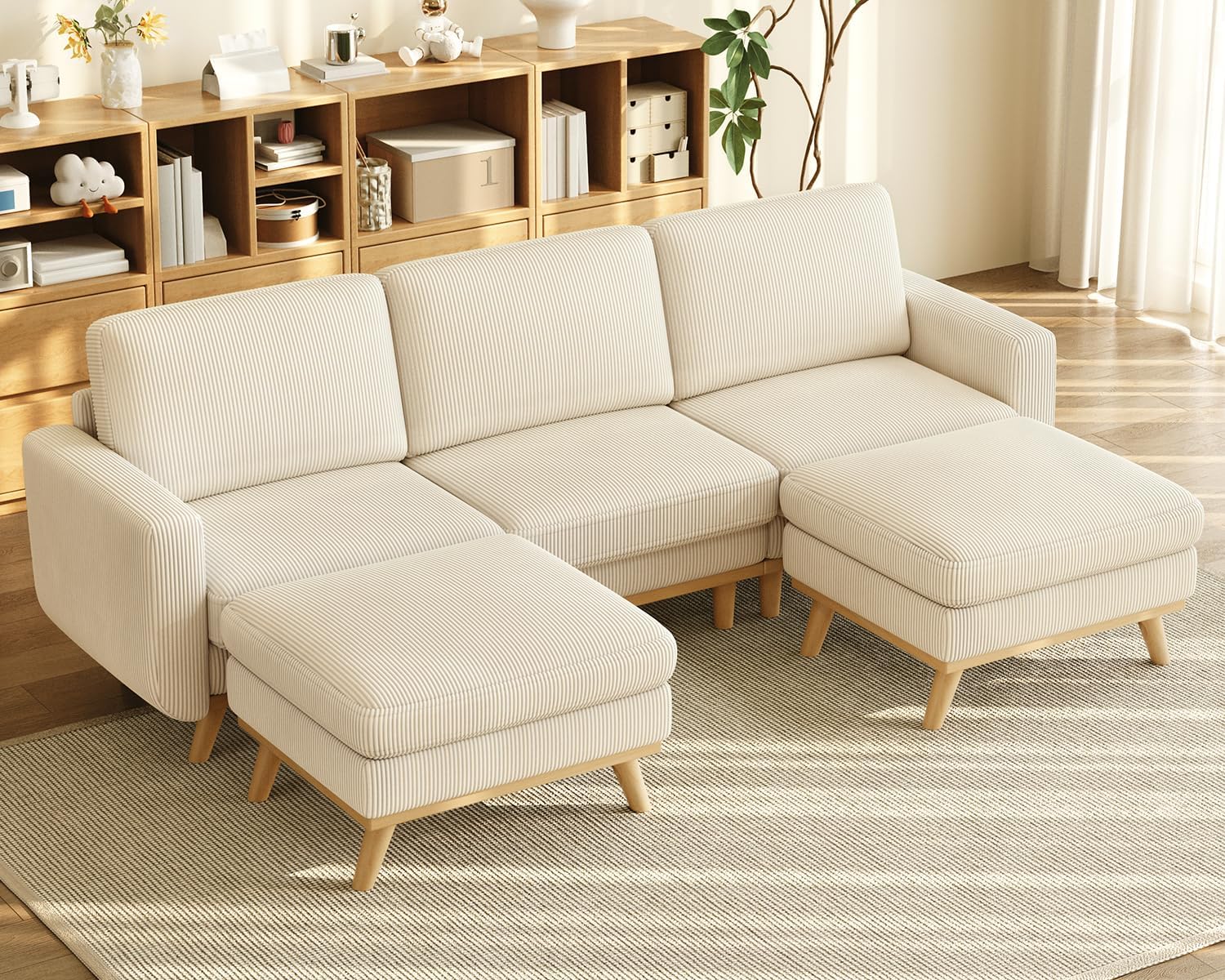Vesgantti 68" Loveseat Sofa - Green, Comfy Corduroy with Spring Cushion, Solid Wood Frame, Modern Deep Seat, Bedroom & Living Room, Office Couch