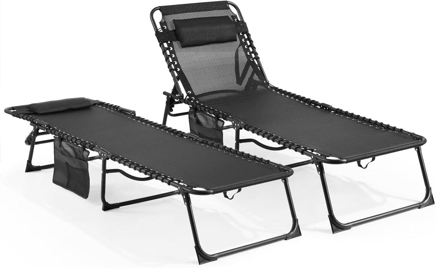Unovivy Outdoor Chaise Lounge Chairs Portable Folding Pool Lounge Chair with Reclining Back