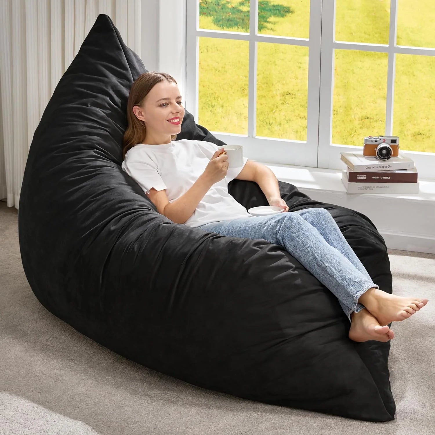 Hobestluk 3 in 1 Bean Bag Chair Giant Bean Bag Chairs Convertible Bean Bag Floor Cushion