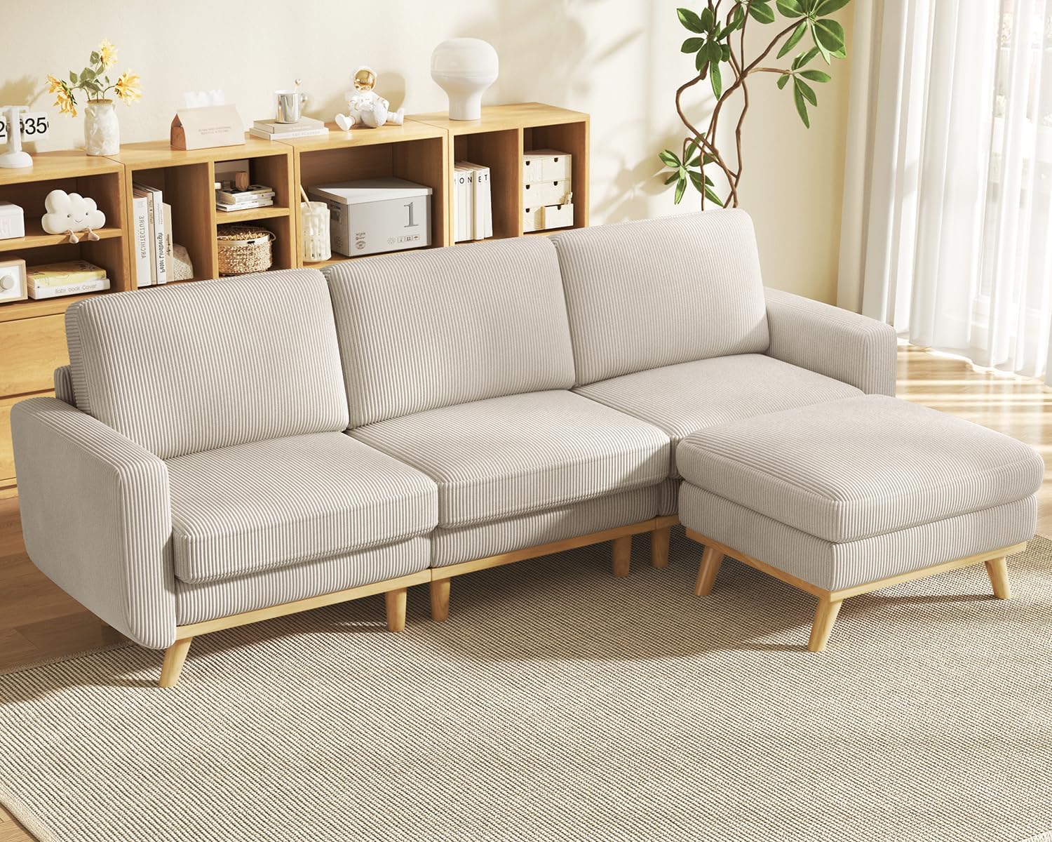 Vesgantti 68" Loveseat Sofa - Green, Comfy Corduroy with Spring Cushion, Solid Wood Frame, Modern Deep Seat, Bedroom & Living Room, Office Couch